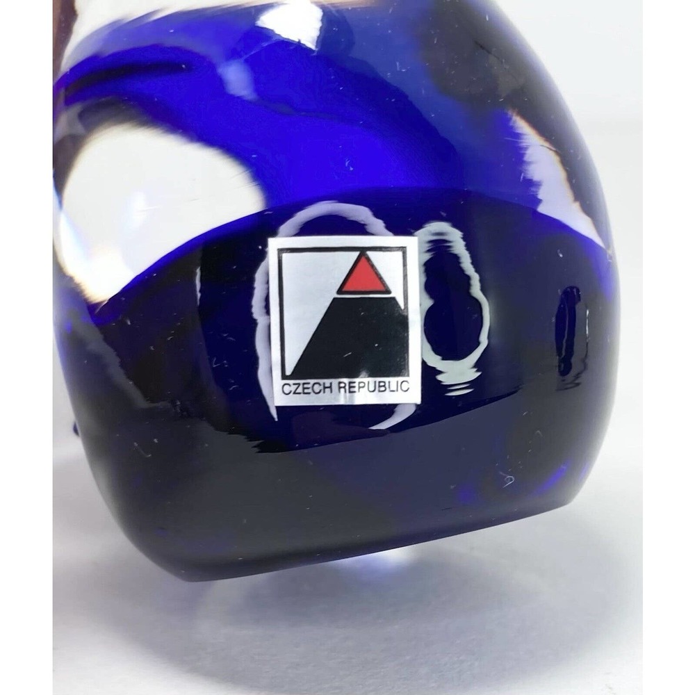Czech Republic Handblown Art Glass Cobalt Blue Cat & Bird Figurines, 31/2” - Picture 11 of 11